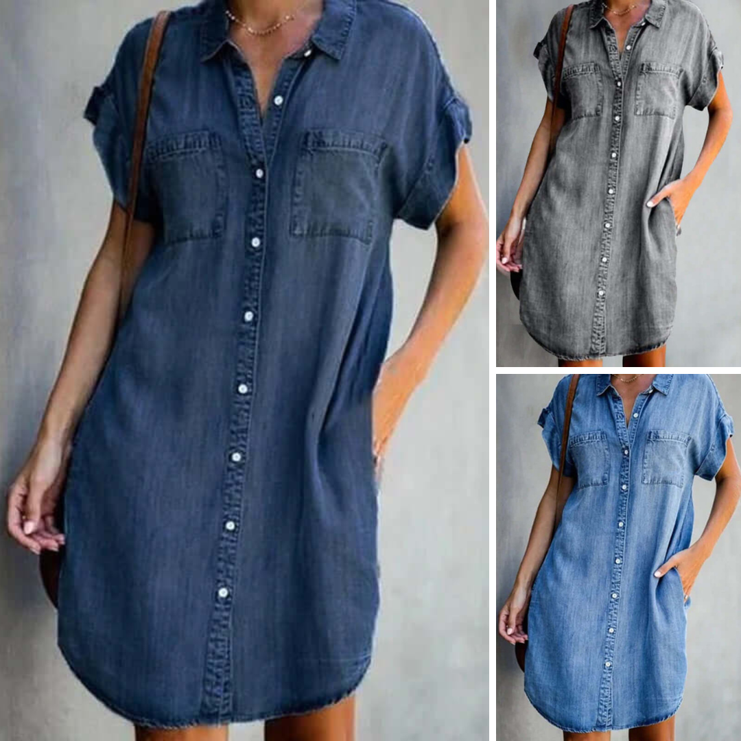 Elvora™ - Casual Denim Kjole