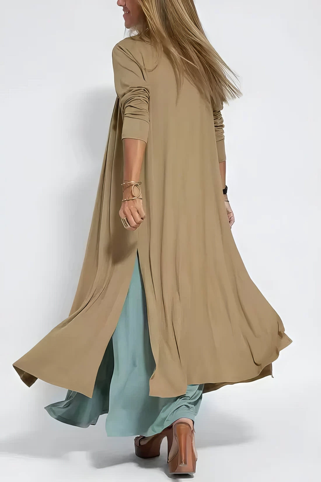 Elvora™ | Elegant Lang Kjole med Matchende Cardigan Tilbudt